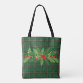Weihnachtsgrün Kariert mit Kranz Tasche (Rückseite)