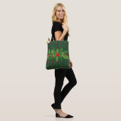 Weihnachtsgrün Kariert mit Kranz Tasche (Am Model)