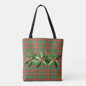 Weihnachtsgrün Kariert mit Kränz Tasche (Rückseite)