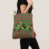 Weihnachtsgrün Kariert mit Kränz Tasche (Von Nahem)