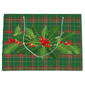 Weihnachtsgrün Kariert mit Kraut Große Geschenktüte (Vorderseite)