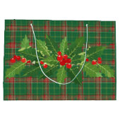 Weihnachtsgrün Kariert mit Kraut Große Geschenktüte (Rückseite)