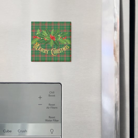 Weihnachtsgrün Kariert mit Kraut Magnet (In Situ (Kühlschrank))