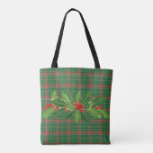 Weihnachtsgrün Kariert mit Kraut Tasche (Rückseite)