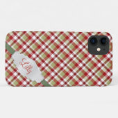 Weihnachtsgrün Kariert mit Monogramm Case-Mate iPhone Hülle (Rückseite (Horizontal))