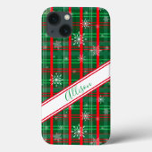 Weihnachtsgrün Karierter Personalisierter Skriptna Case-Mate iPhone Hülle (Rückseite)