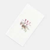 Weihnachtsgrün Klassisches Rotes Monogramm Serviette (Ecke)