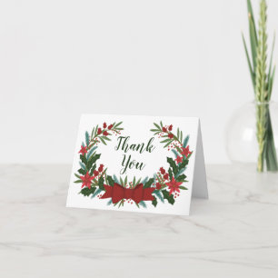 Weihnachtsgrün-Kranz Feiertags-Dankeschön-Karte Feiertagskarte