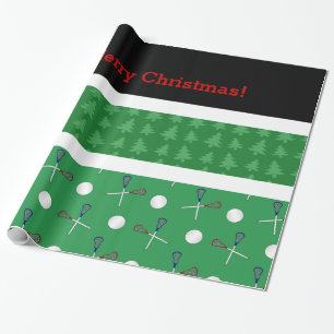 Weihnachtsgrün-Lacrosse-Weihnachtsbäume Geschenkpapier