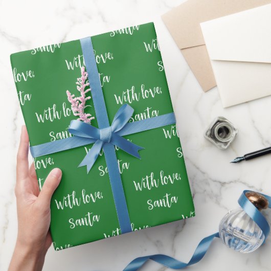Weihnachtsgrün mit Liebe vom Weihnachtsmann Geschenkpapier (Schenken)