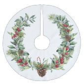 Weihnachtsgrün mit Pinecone auf Weiß Polyester Weihnachtsbaumdecke (Vorderseite)