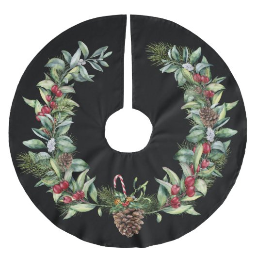 Weihnachtsgrün mit Pinecone Polyester Weihnachtsbaumdecke (Vorderseite)