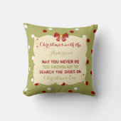 Weihnachtsgrün mit Polka-Dosen-Familie Kissen (Vorderseite)