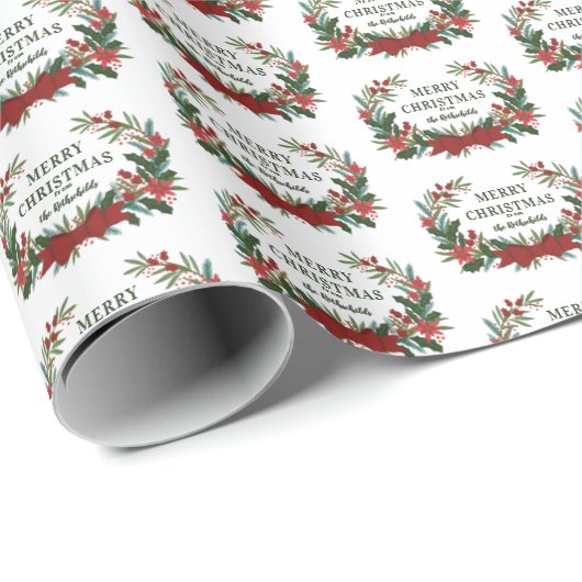 Weihnachtsgrün mit Rotem Bow Geschenkpapier (Rolleneckpunkt)