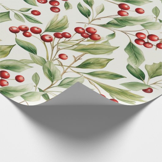 Weihnachtsgrün mit roten Bereren Geschenkpapier (Ecke)