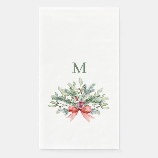 Weihnachtsgrün Monogramm Serviette (Vorderseite)