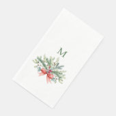 Weihnachtsgrün Monogramm Serviette (Ecke)