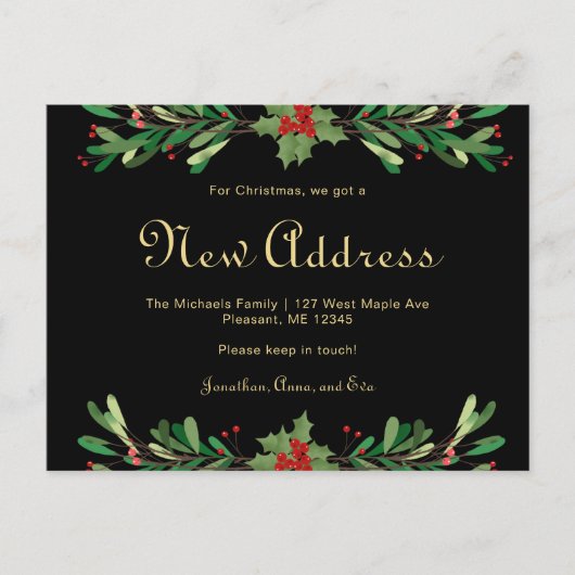 Weihnachtsgrün New Address Holiday Move Postkarte (Vorderseite)