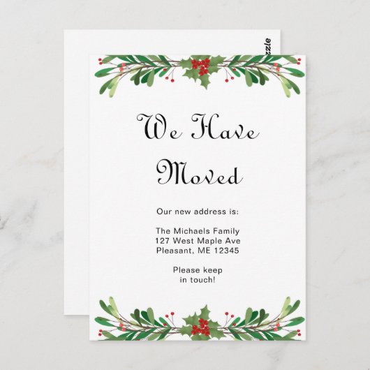 Weihnachtsgrün New Address Holiday Move Postkarte (Vorne/Hinten)