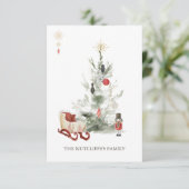 Weihnachtsgrün Nutcracker Flachkarte (Stehend Vorderseite)