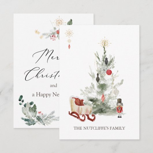 Weihnachtsgrün Nutcracker Flachkarte (Vorne/Hinten)