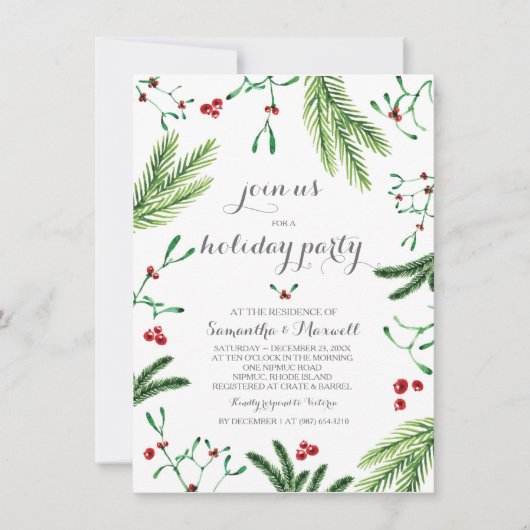 Weihnachtsgrün-Party Einladung (Vorderseite)