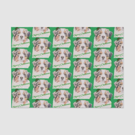 Weihnachtsgrün-Realistischer Australischer Hirte Seidenpapier (Vorderseite)