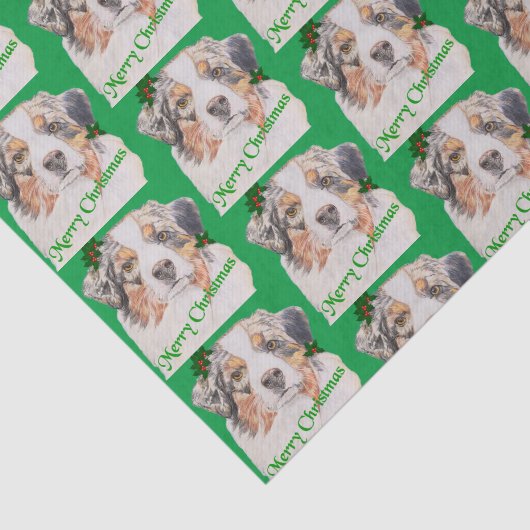 Weihnachtsgrün-Realistischer Australischer Hirte Seidenpapier (Ausschnitt)