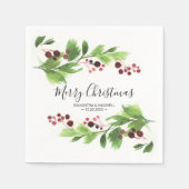 Weihnachtsgrün Red Berries Paper Napkin Serviette (Vorderseite)