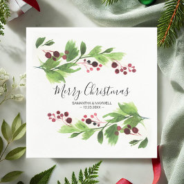 Weihnachtsgrün Red Berries Paper Napkin Serviette