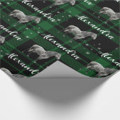 Weihnachtsgrün Reitpferd Personalisiert Geschenkpapier (Ecke)