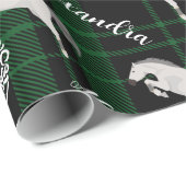 Weihnachtsgrün Reitpferd Personalisiert Geschenkpapier (Rolleneckpunkt)