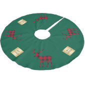 Weihnachtsgrün-Rentierrotes kariertes Firmenlogo Polyester Weihnachtsbaumdecke (Schrägansicht)