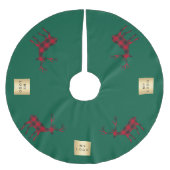 Weihnachtsgrün-Rentierrotes kariertes Firmenlogo Polyester Weihnachtsbaumdecke (Vorderseite)