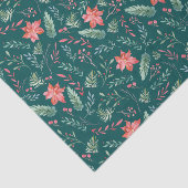 Weihnachtsgrün Rot Florals Dunkelgrün Seidenpapier (Ausschnitt)
