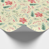 Weihnachtsgrün Rot Florals Light Green Geschenkpapier (Ecke)