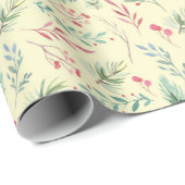 Weihnachtsgrün Rot Florals Light Green Geschenkpapier (Rolleneckpunkt)