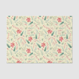 Weihnachtsgrün Rot Florals Light Green Seidenpapier