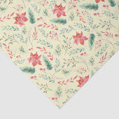 Weihnachtsgrün Rot Florals Light Green Seidenpapier (Ausschnitt)