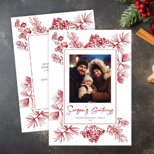 Weihnachtsgrün Rot Foto Feiertagskarte