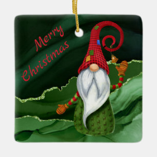 Weihnachtsgrün Rot und Grün Gemstone Rustikaler Gl Keramikornament