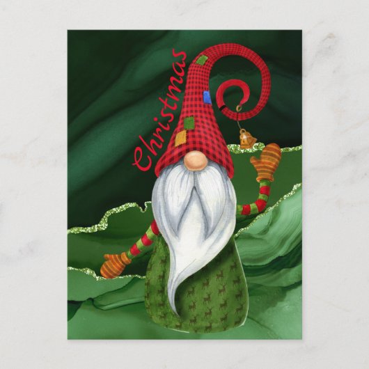 Weihnachtsgrün Rot und Grün Gemstone Rustikaler Gl Postkarte (Vorderseite)