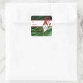 Weihnachtsgrün Rot und Grün Gemstone Rustikaler Gl Quadratischer Aufkleber (Tasche)