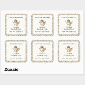 Weihnachtsgrün Rote Berries Essen Geschenk Quadratischer Aufkleber (Blatt)