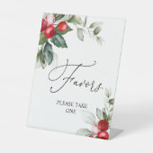 Weihnachtsgrün & Rote Berries Favoriten Zeichen Sockelschild (Vorderseite)