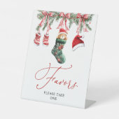 Weihnachtsgrün & Rote Berries Favoriten Zeichen Sockelschild (Vorderseite)