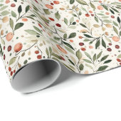 Weihnachtsgrün Rote Berries Geschenkpapier (Rolleneckpunkt)