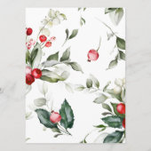 Weihnachtsgrün & Rote Berries Hochzeitsmenü Menükarte (Rückseite)