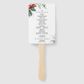 Weihnachtsgrün & Rote Berries Hochzeitsprogramm Fächer (Rückseite)