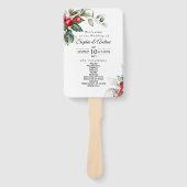 Weihnachtsgrün & Rote Berries Hochzeitsprogramm Fächer (Vorderseite)